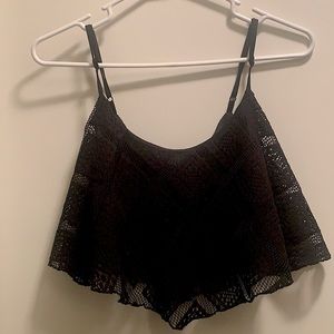 Black lace Material Girl Crop top